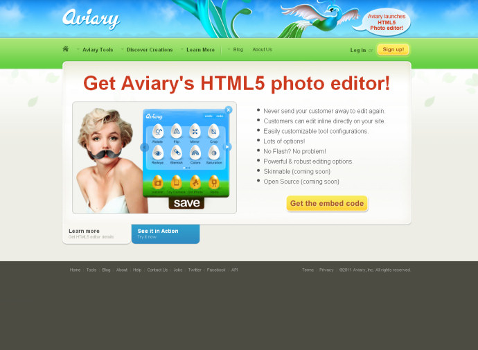 Aviary HTML5 Photo Editor